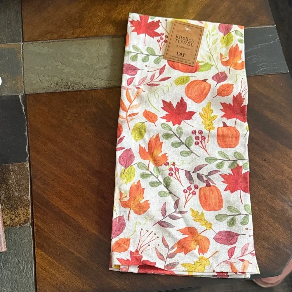 Autumn Harvest Kitchen Towel and Pot Holder Set - Orange and Multicolor